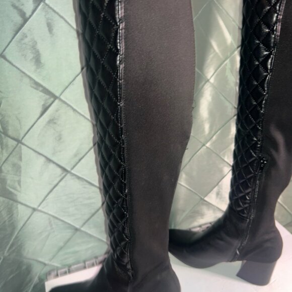 Rogue Womens Long Thigh High‎ Boots Over The Knee Mid Block Heel Zip Up Sz. 8.5 - Picture 7 of 10